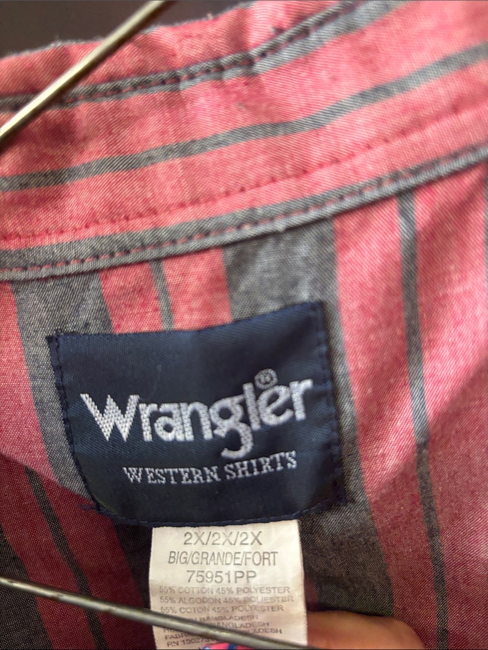 Wrangler Pink and Gray Striped Western Shirt
